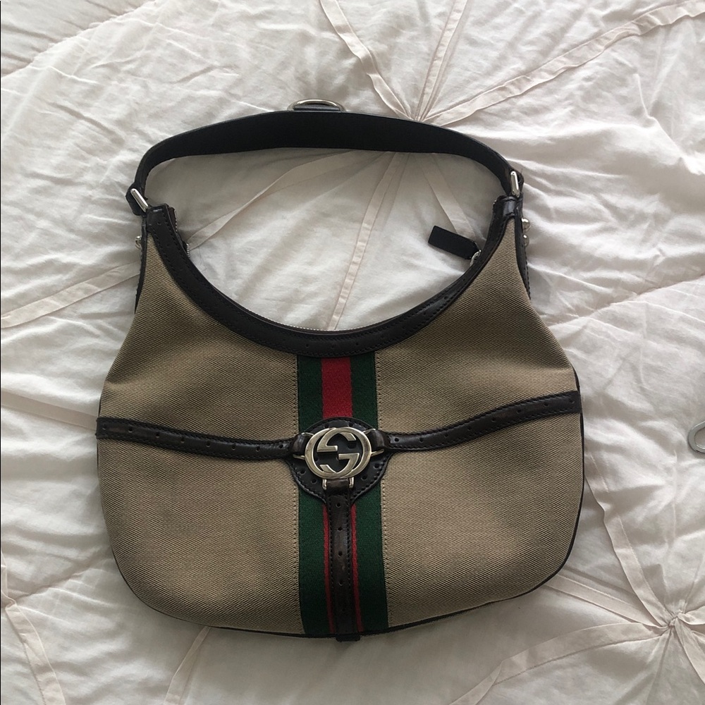 Gucci Beige and Brown Shoulder Bag